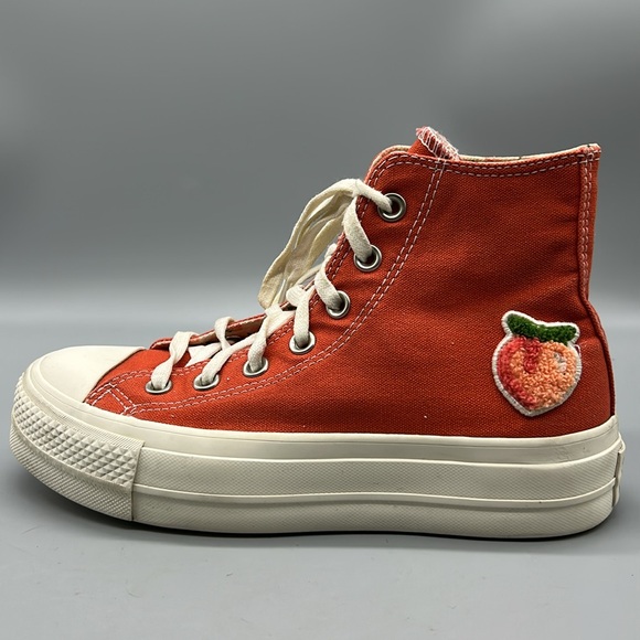 🍑Converse Lift Platform Hi Top 'Peaches' with Embroidery Peach Patch🍑 - Picture 6 of 9
